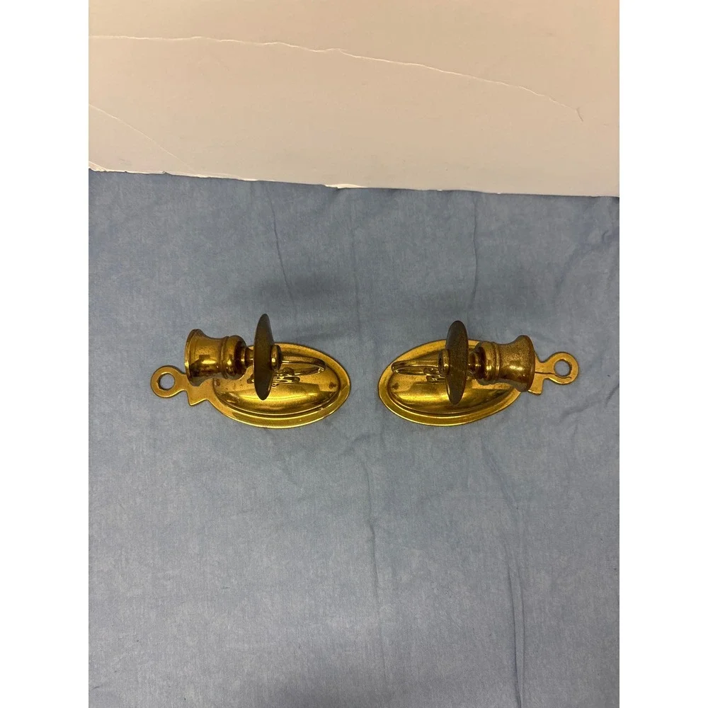 Vintage Brass Wall Sconce Candle Holders Set of 2 Gold Scroll Arm Traditional